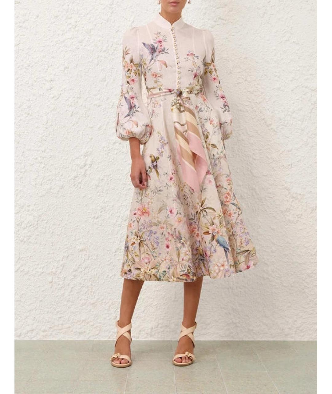 ZIMMERMANN Белое льняное повседневное платье, фото 2