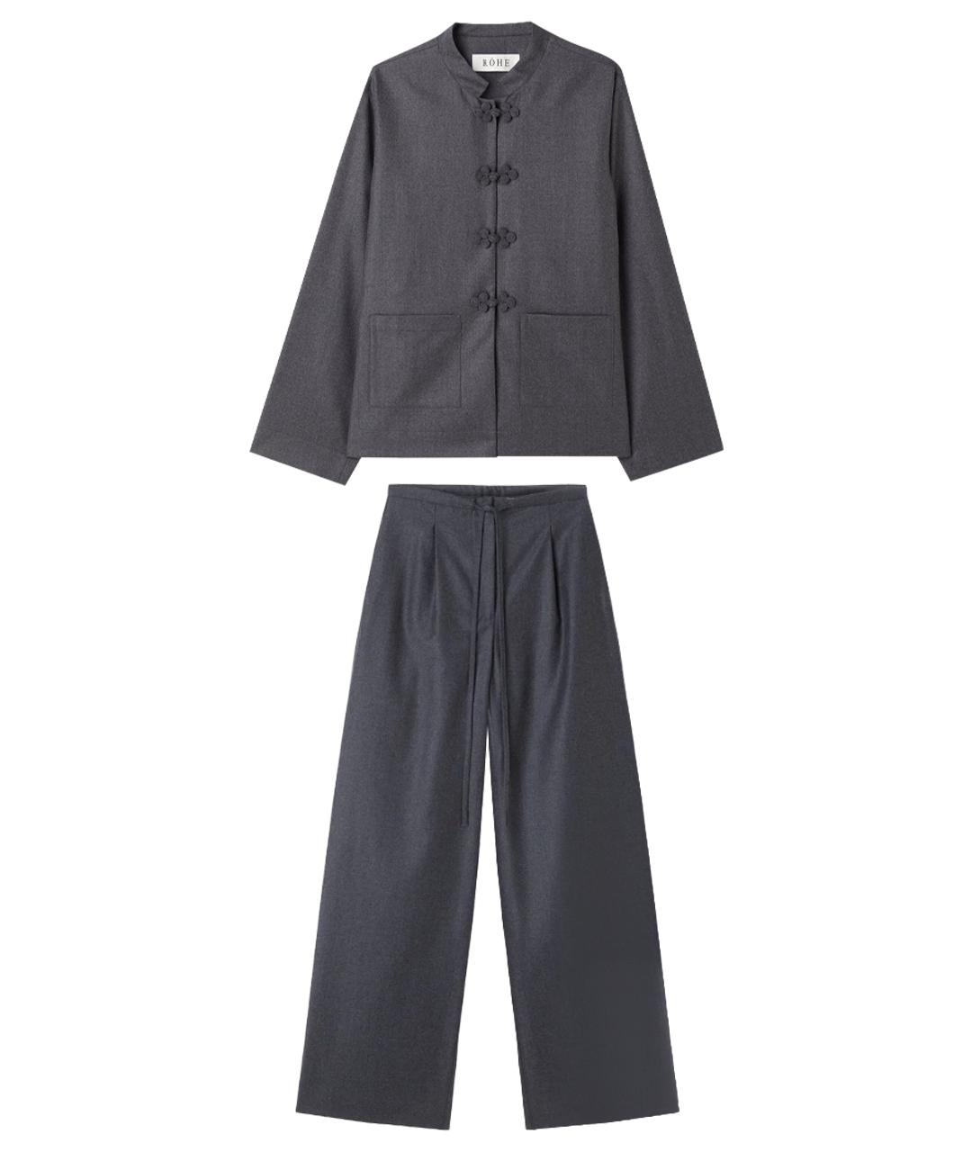 ROHE Серый шерстяной костюм с брюками, фото 1