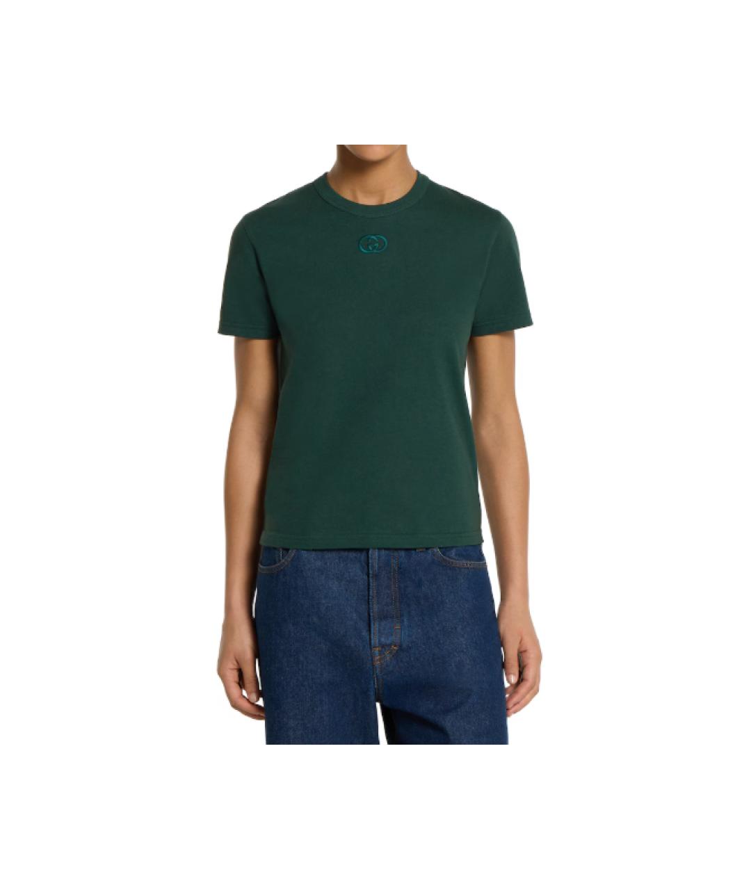 GUCCI Зеленая хлопковая футболка, фото 2