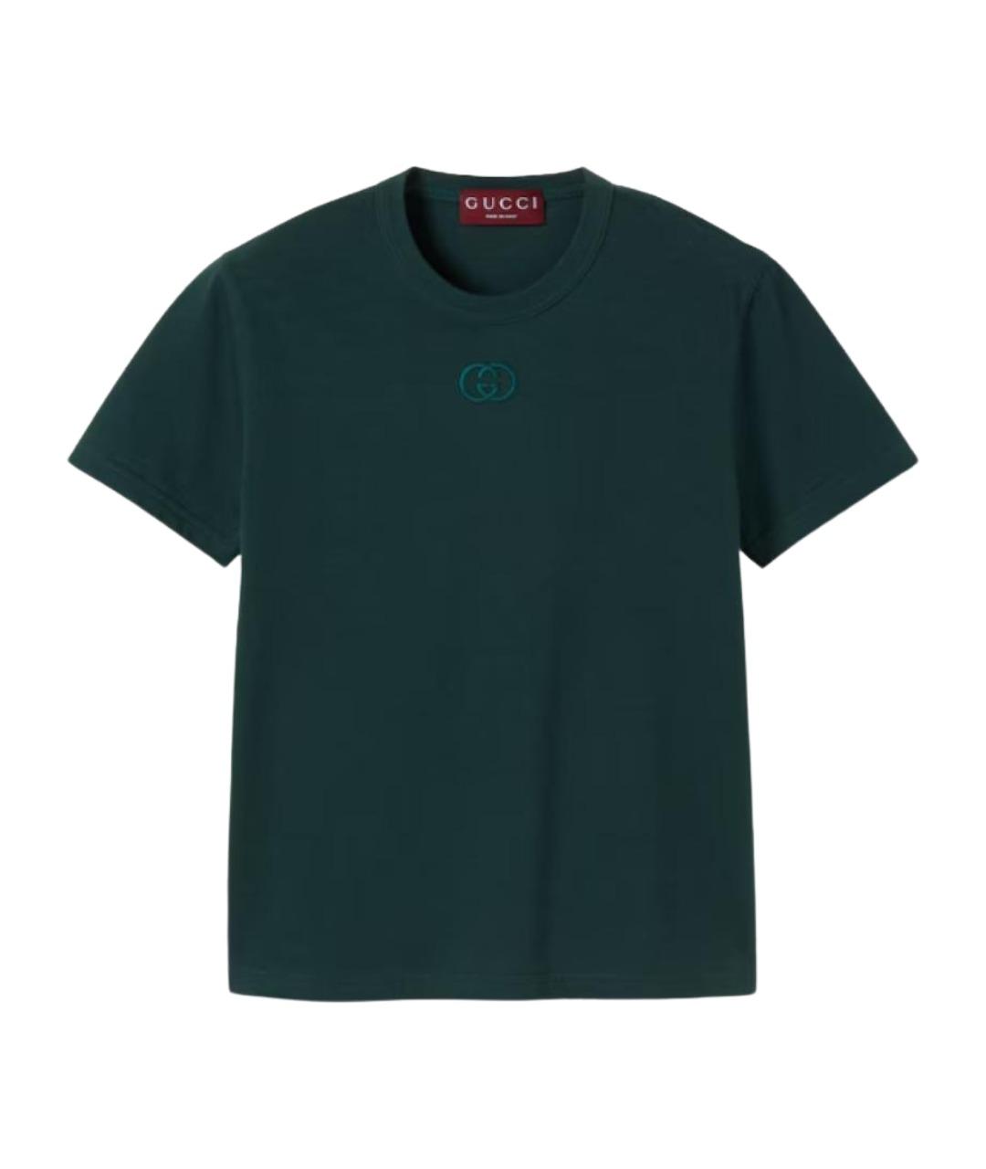 GUCCI Зеленая хлопковая футболка, фото 1