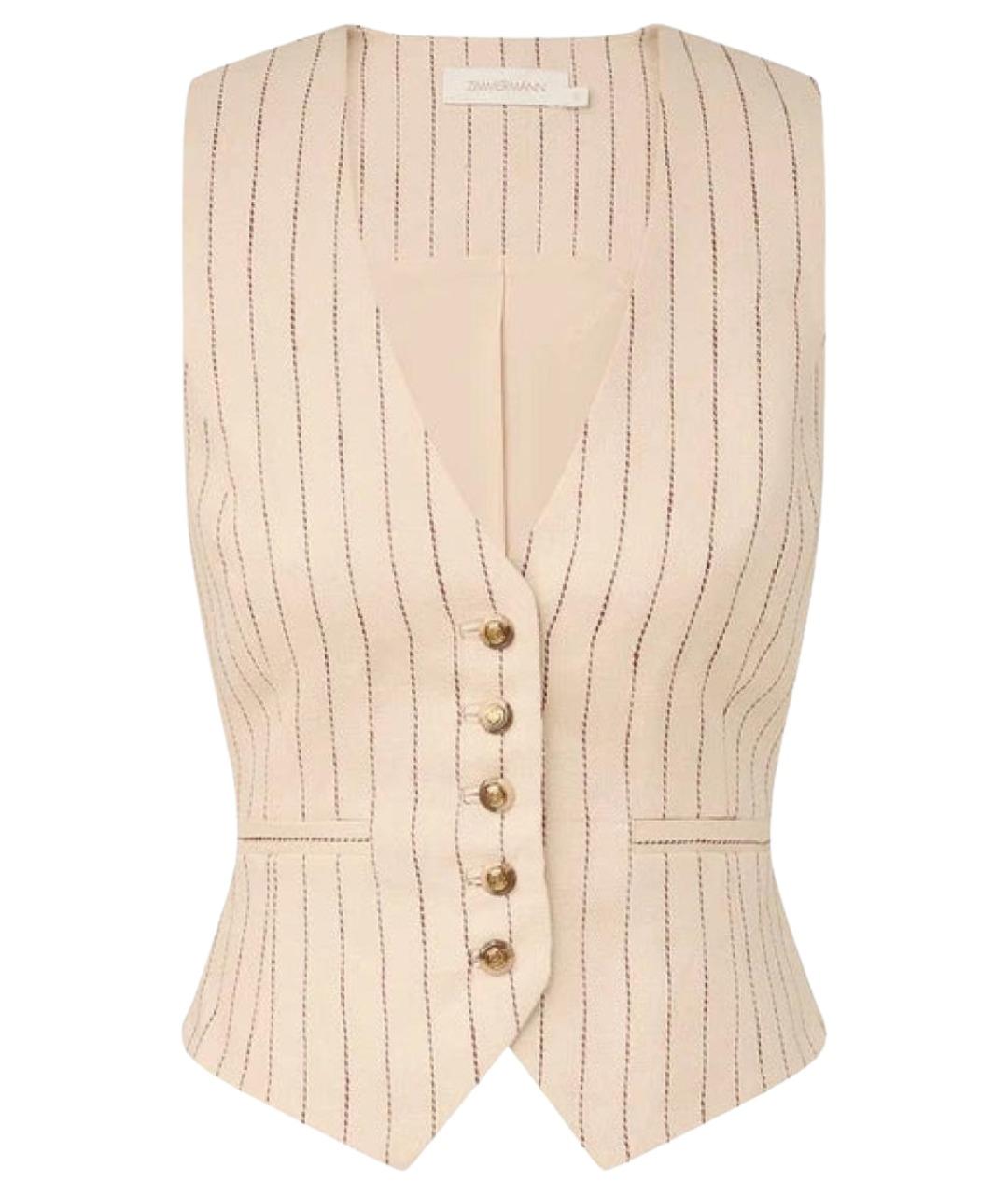 ZIMMERMANN Бежевый льняной костюм с брюками, фото 4