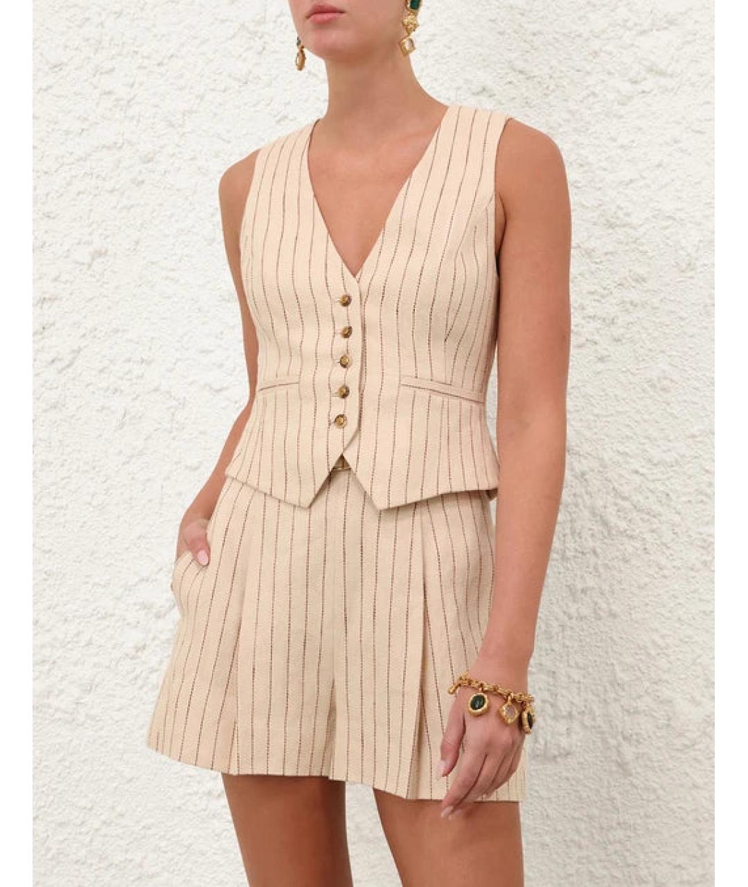 ZIMMERMANN Бежевый льняной костюм с брюками, фото 3