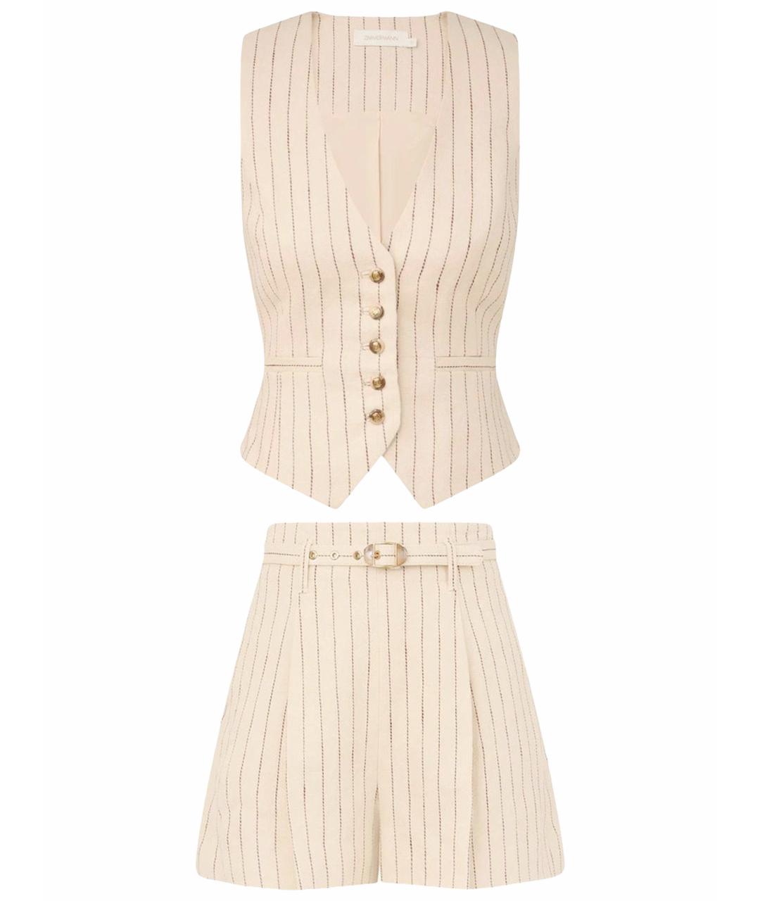 ZIMMERMANN Бежевый льняной костюм с брюками, фото 1
