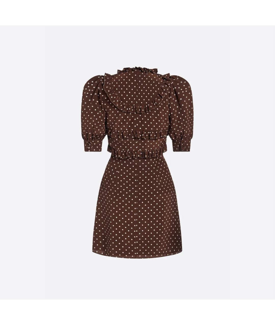 ALESSANDRA RICH Коричневое шелковое повседневное платье, фото 2