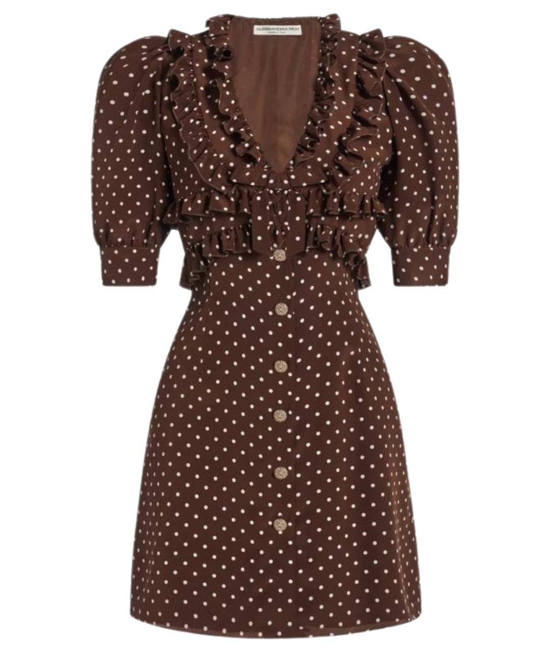 ALESSANDRA RICH Коричневое шелковое повседневное платье, фото 1