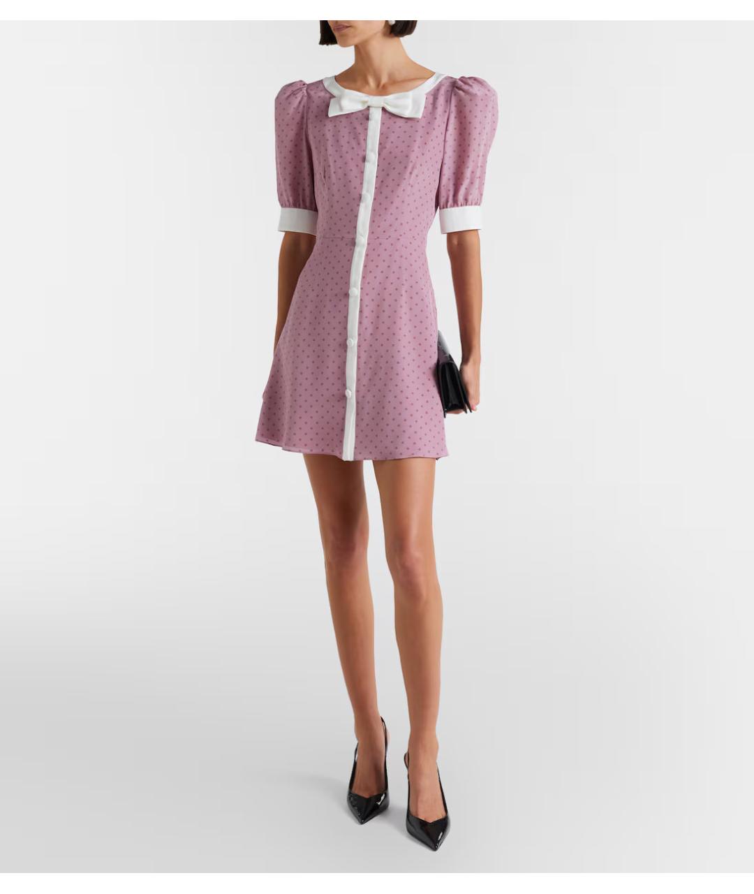 ALESSANDRA RICH Розовое шелковое повседневное платье, фото 2