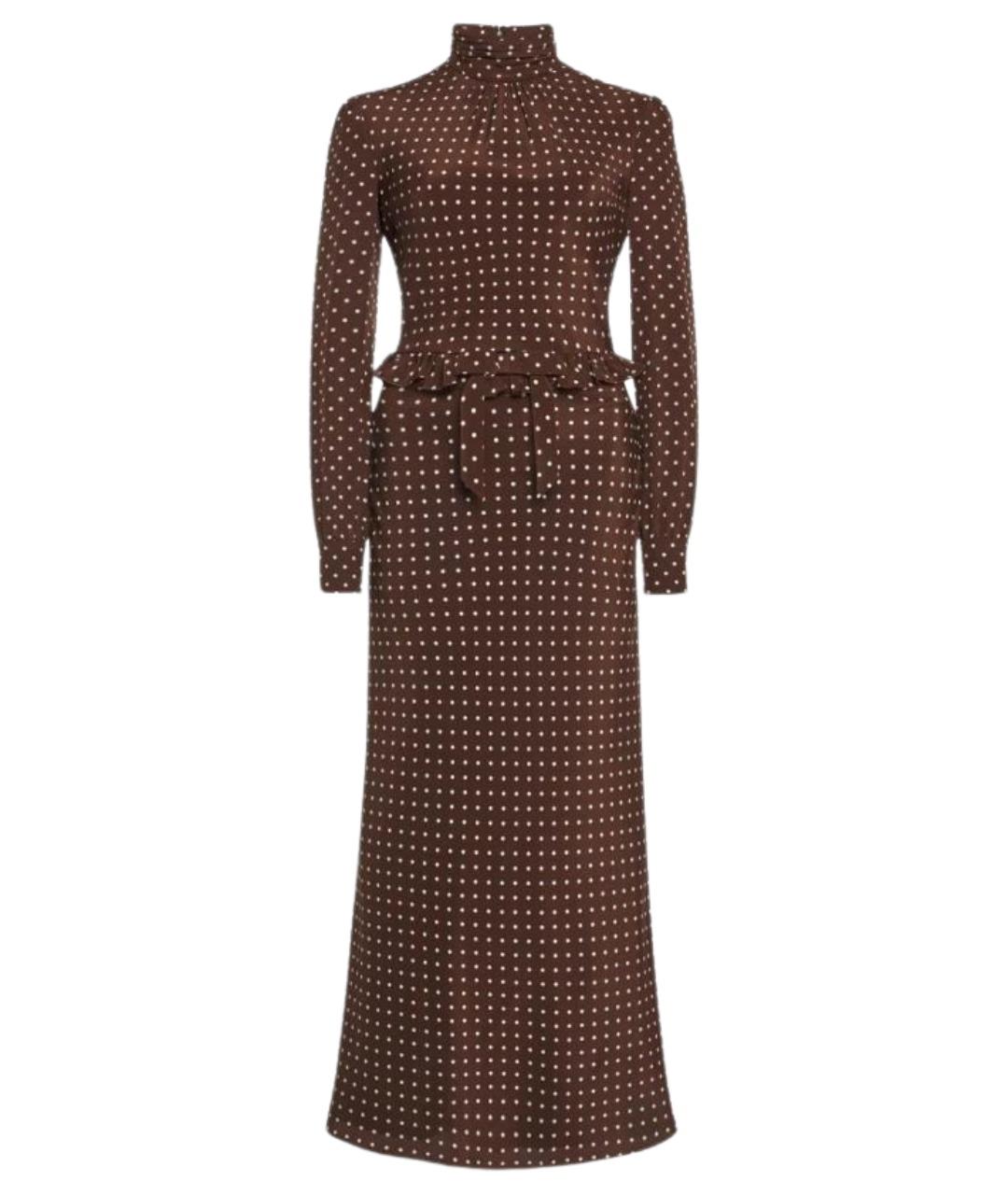 ALESSANDRA RICH Коричневое шелковое повседневное платье, фото 1