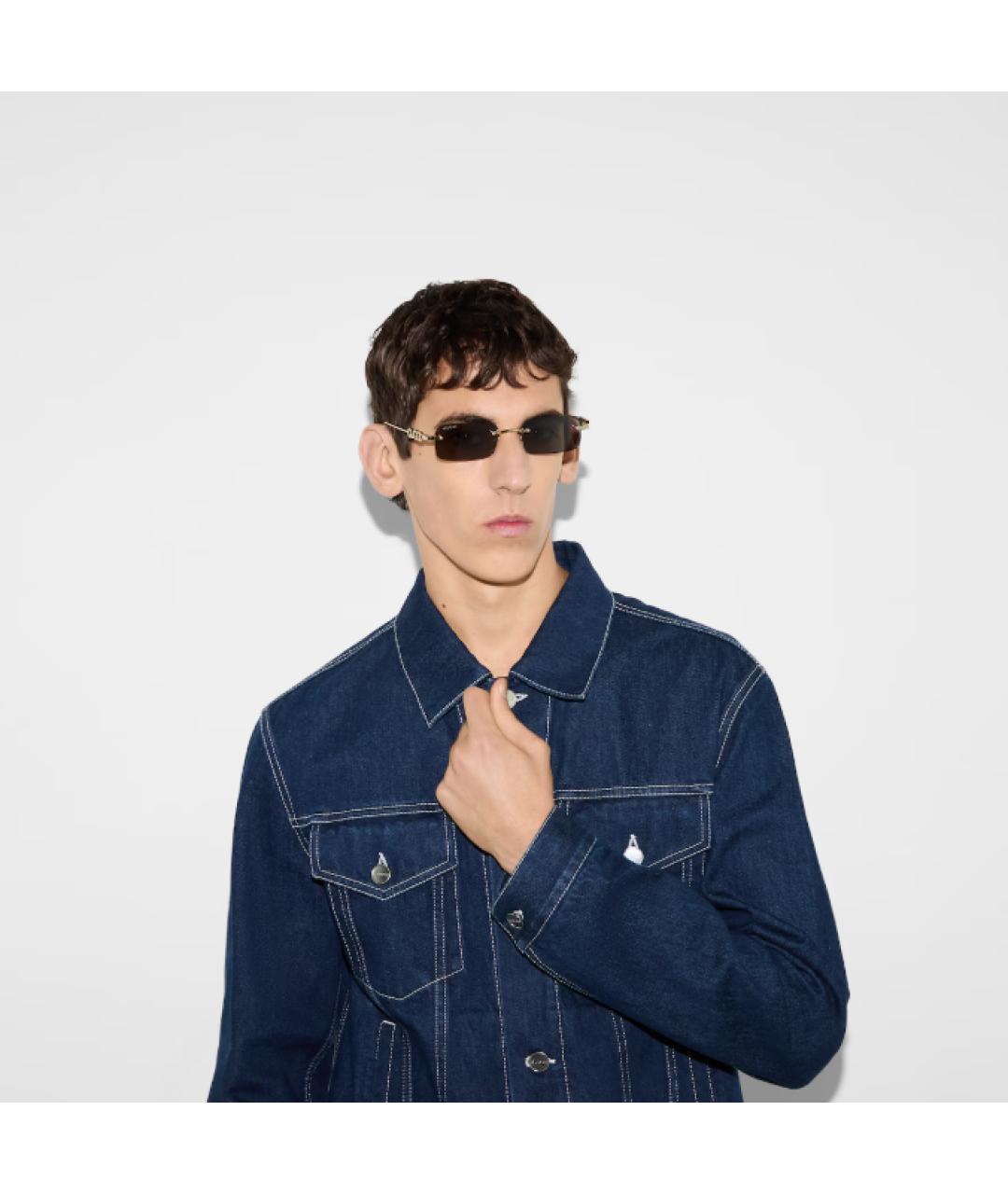 GUCCI Серебряные металлические солнцезащитные очки, фото 3