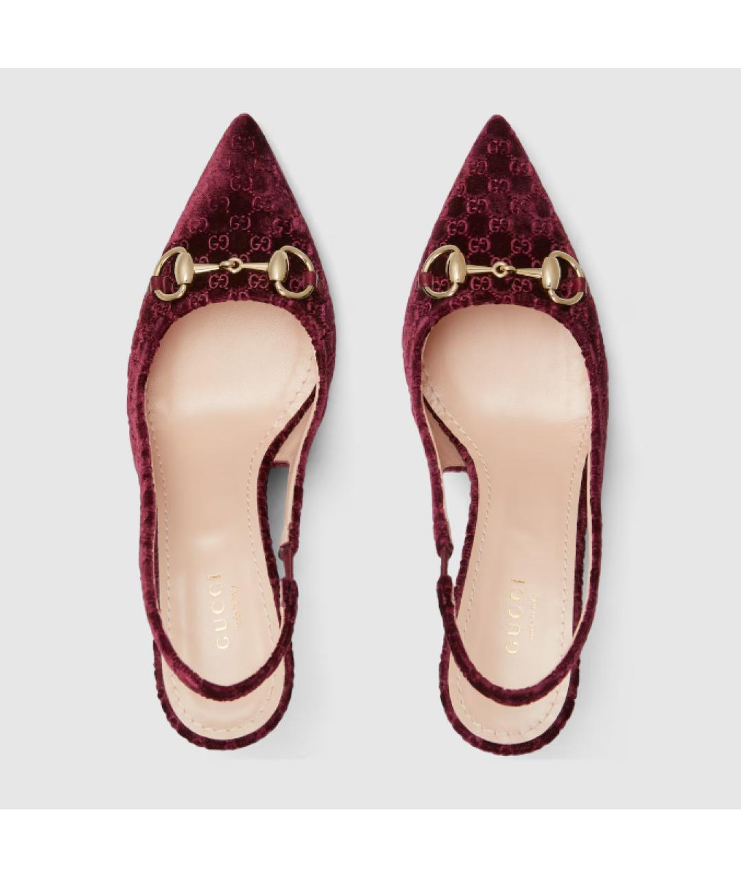 GUCCI Бордовые бархатные туфли, фото 3
