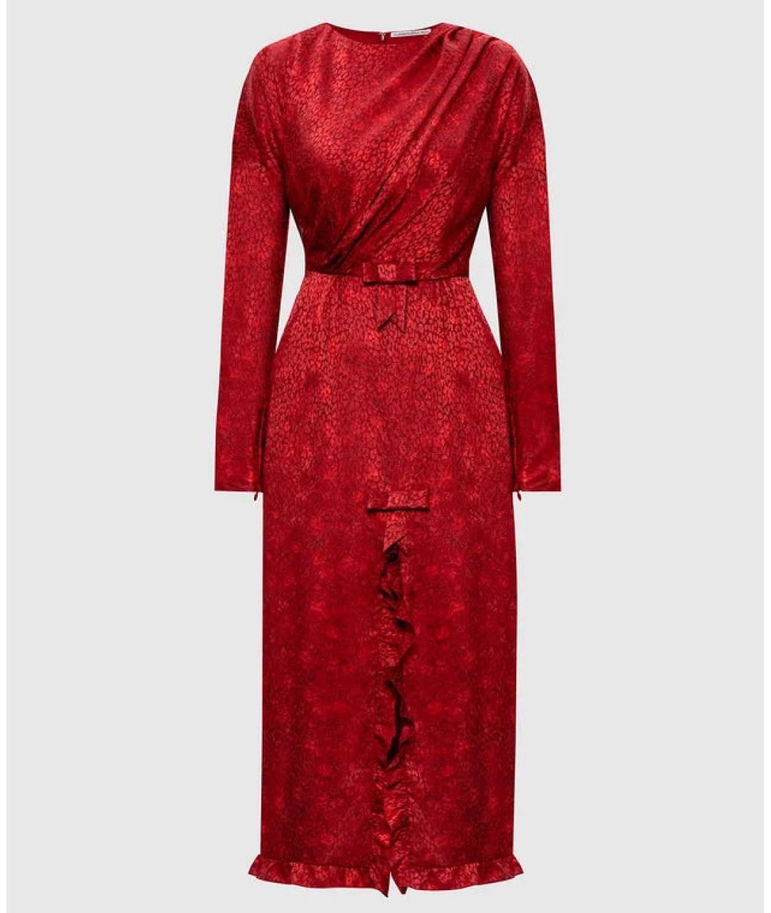 ALESSANDRA RICH Красное шелковое вечернее платье, фото 4