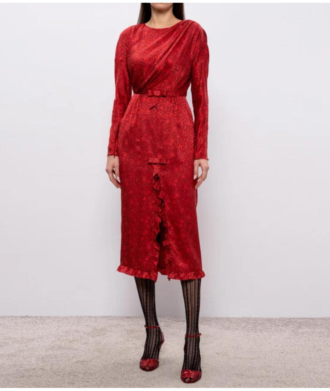 ALESSANDRA RICH Красное шелковое вечернее платье, фото 2