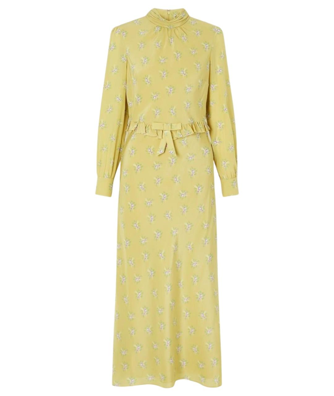 ALESSANDRA RICH Желтое шелковое повседневное платье, фото 1