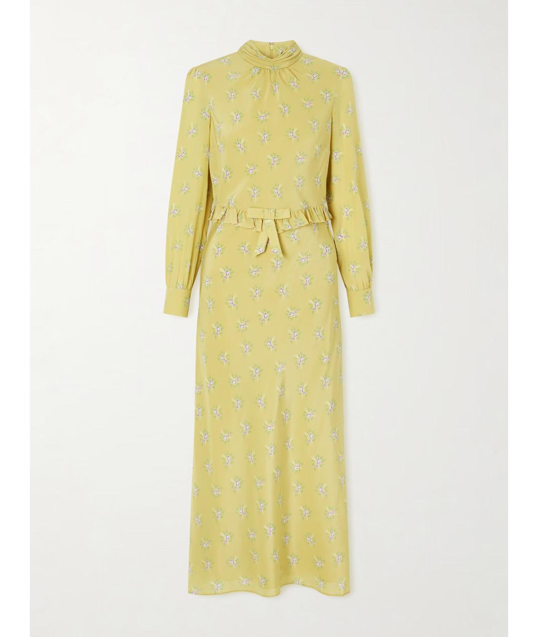 ALESSANDRA RICH Желтое шелковое повседневное платье, фото 4