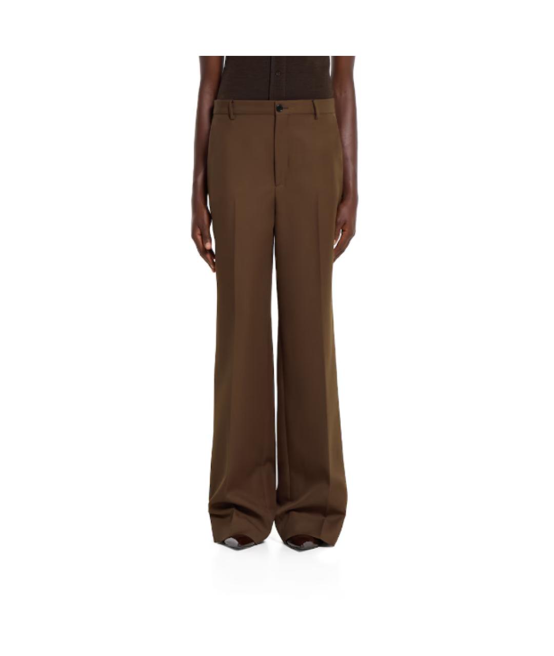 GUCCI Коричневые полиэстеровые прямые брюки, фото 2