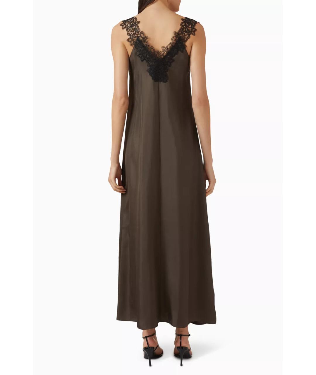 ROHE Хаки шелковое вечернее платье, фото 3