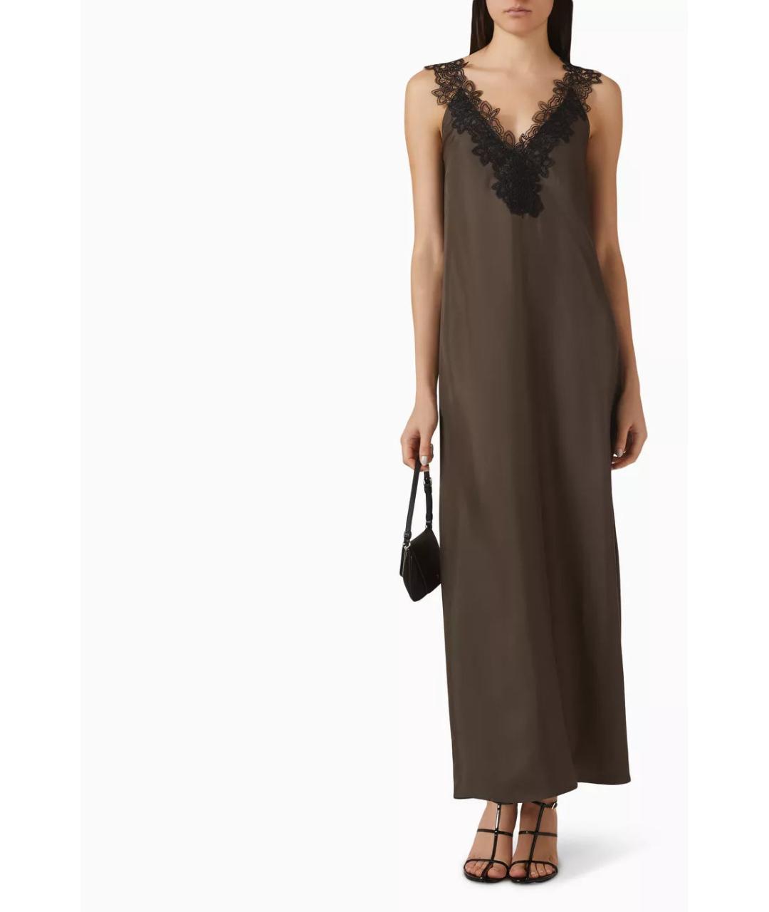 ROHE Хаки шелковое вечернее платье, фото 2