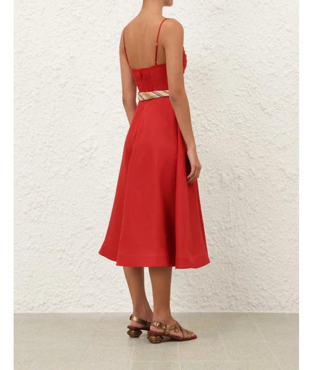 ZIMMERMANN Красный льняной сарафан, фото 3