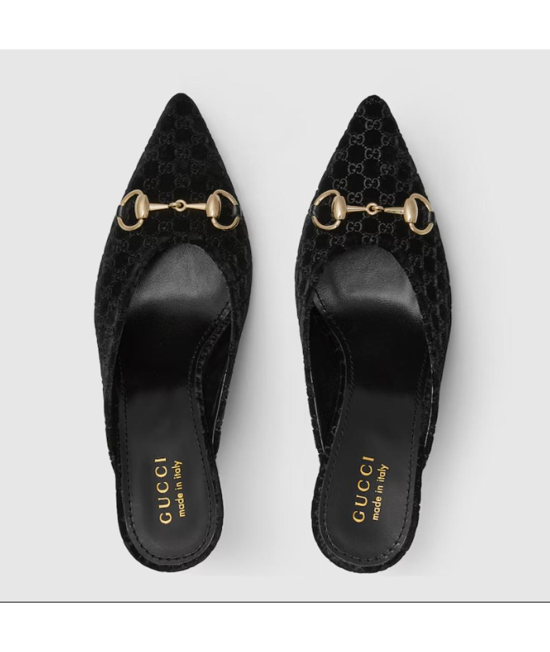 GUCCI Черные бархатные мюли, фото 3