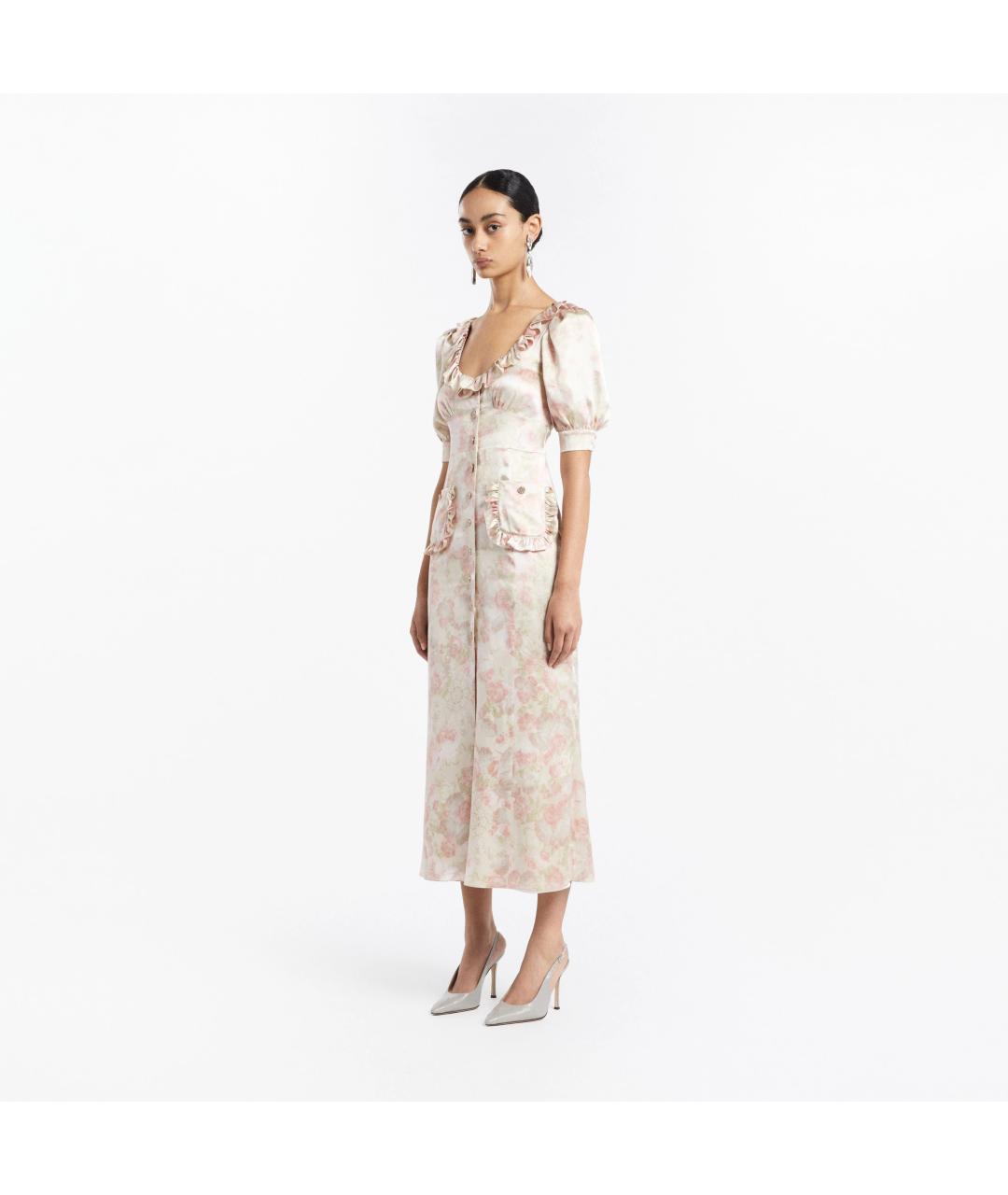 ALESSANDRA RICH Розовое шелковое повседневное платье, фото 3