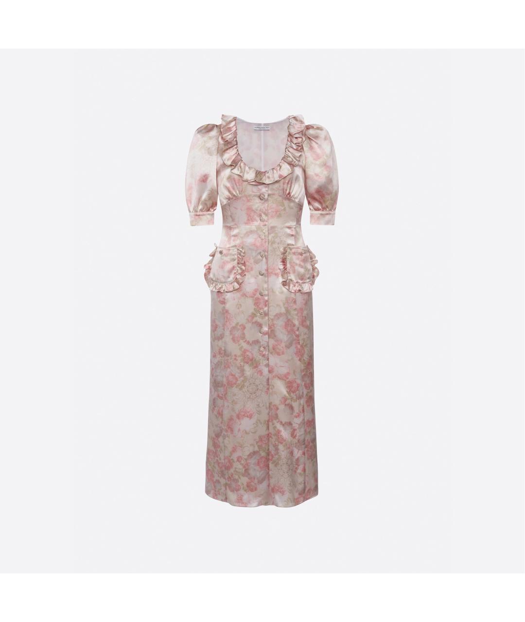 ALESSANDRA RICH Розовое шелковое повседневное платье, фото 4