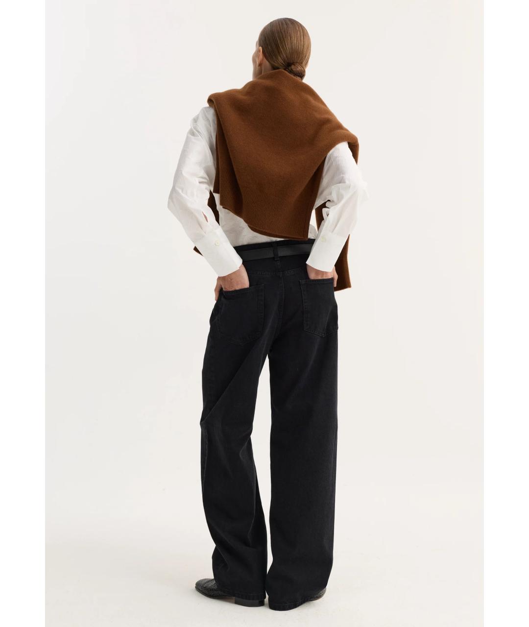 ROHE Черные хлопковые прямые джинсы, фото 3