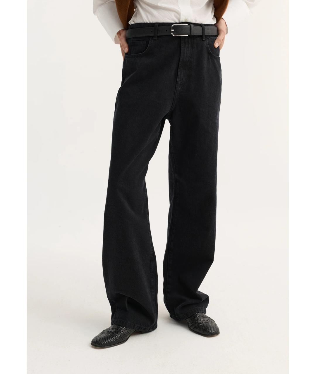 ROHE Черные хлопковые прямые джинсы, фото 2