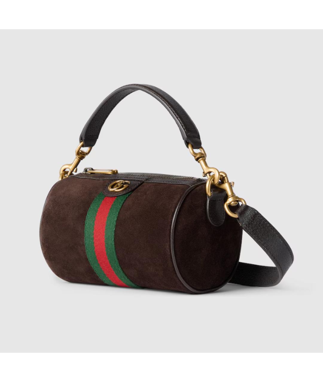 GUCCI Коричневая замшевая сумка с короткими ручками, фото 2