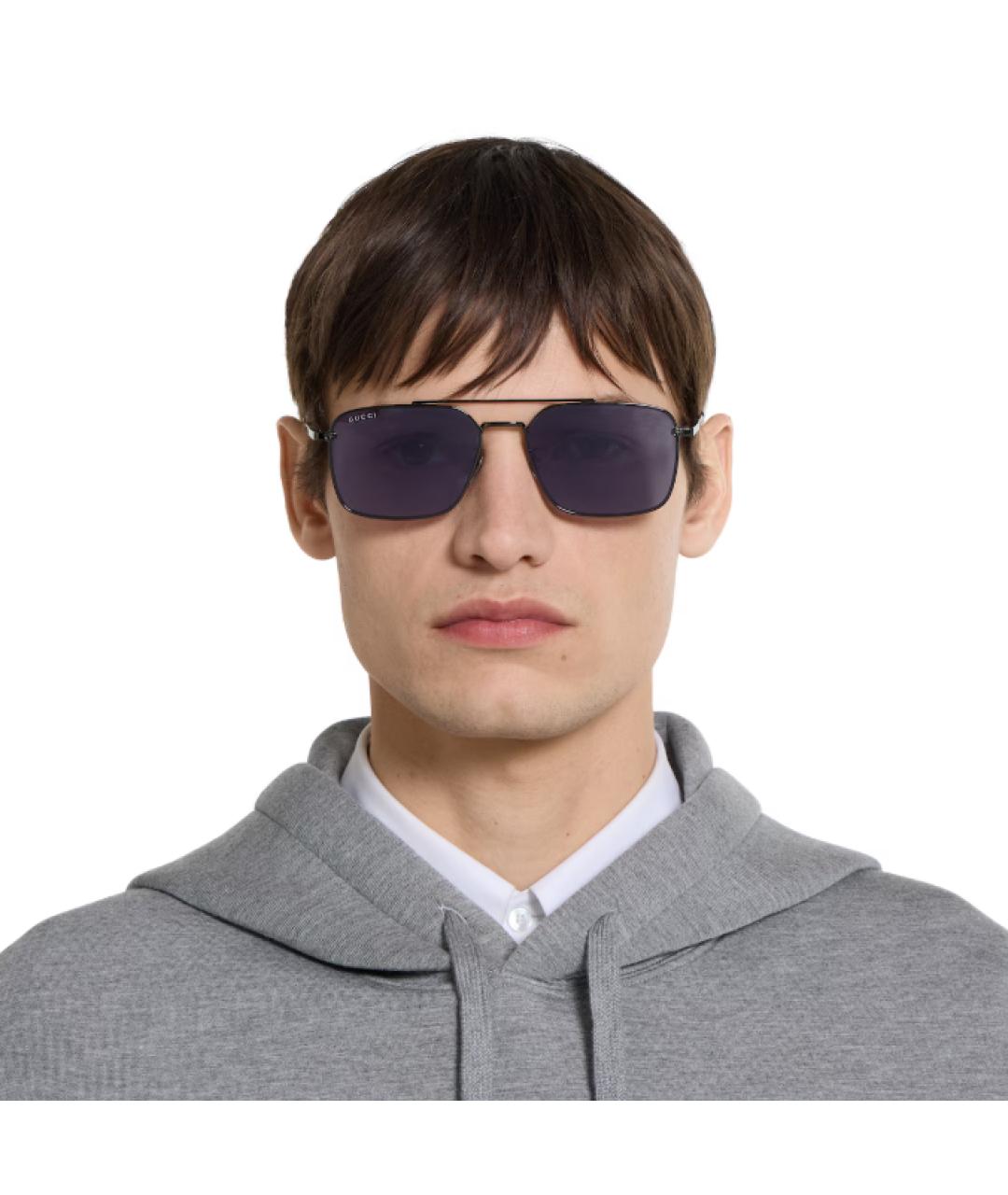 GUCCI Фиолетовые металлические солнцезащитные очки, фото 3