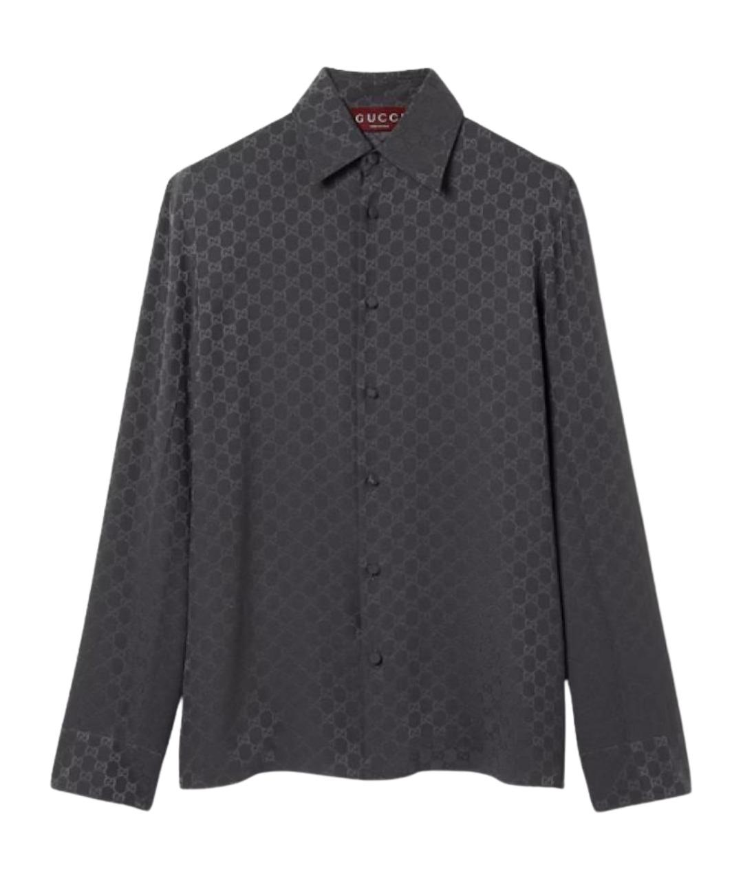 GUCCI Антрацитовая шелковая рубашка, фото 1