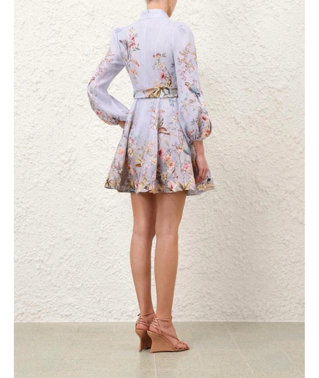 ZIMMERMANN Голубое льняное повседневное платье, фото 3