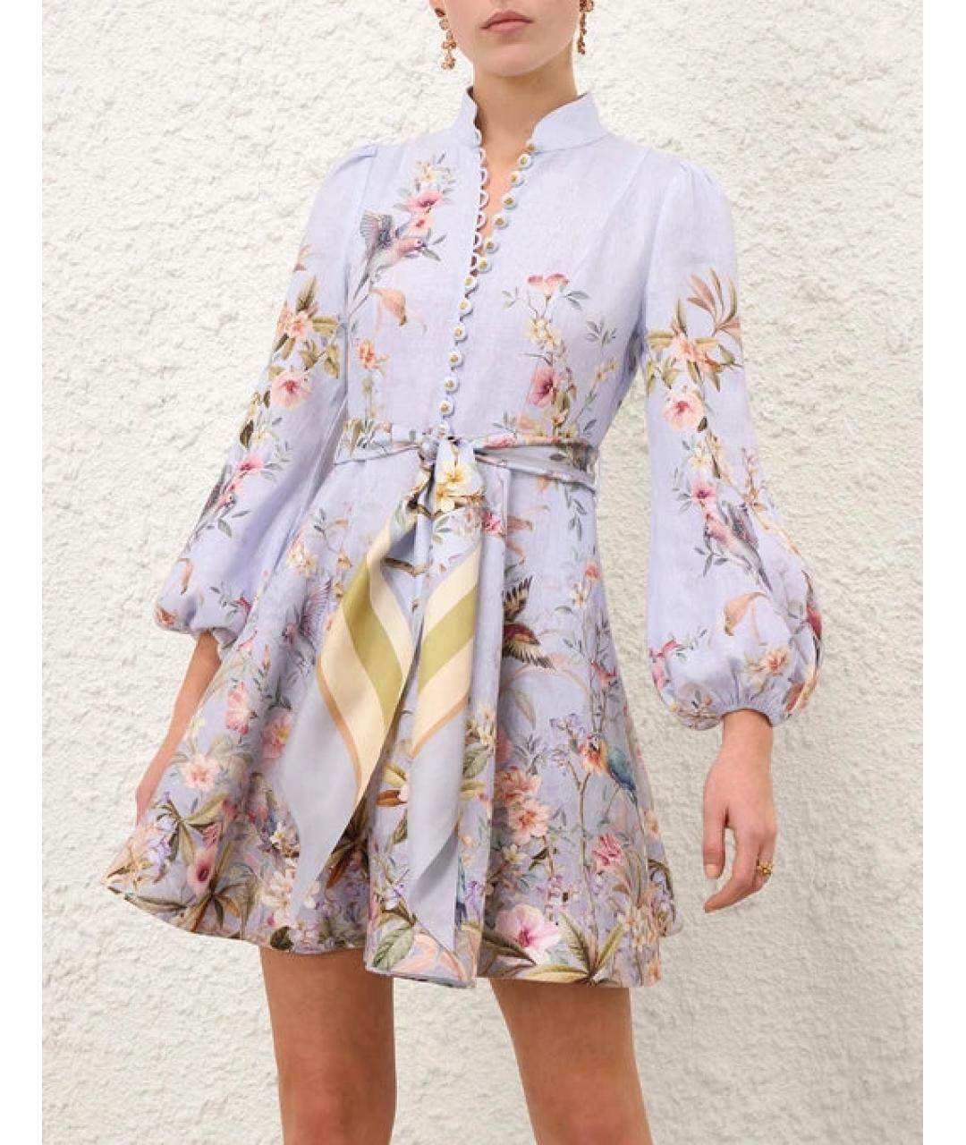 ZIMMERMANN Голубое льняное повседневное платье, фото 2