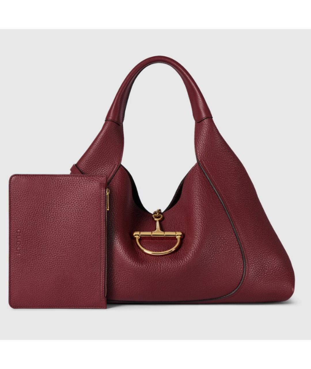 GUCCI Бордовая кожаная сумка тоут, фото 2