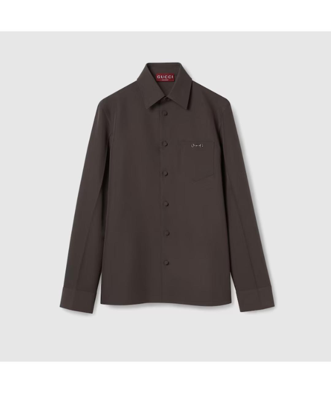 GUCCI Коричневая полиэстеровая рубашка, фото 4