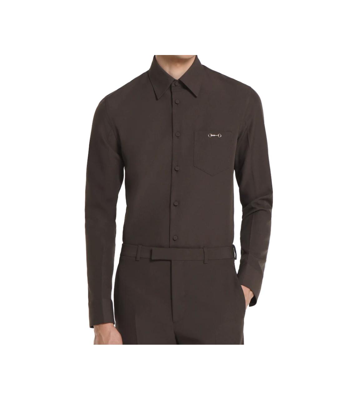 GUCCI Коричневая полиэстеровая рубашка, фото 2
