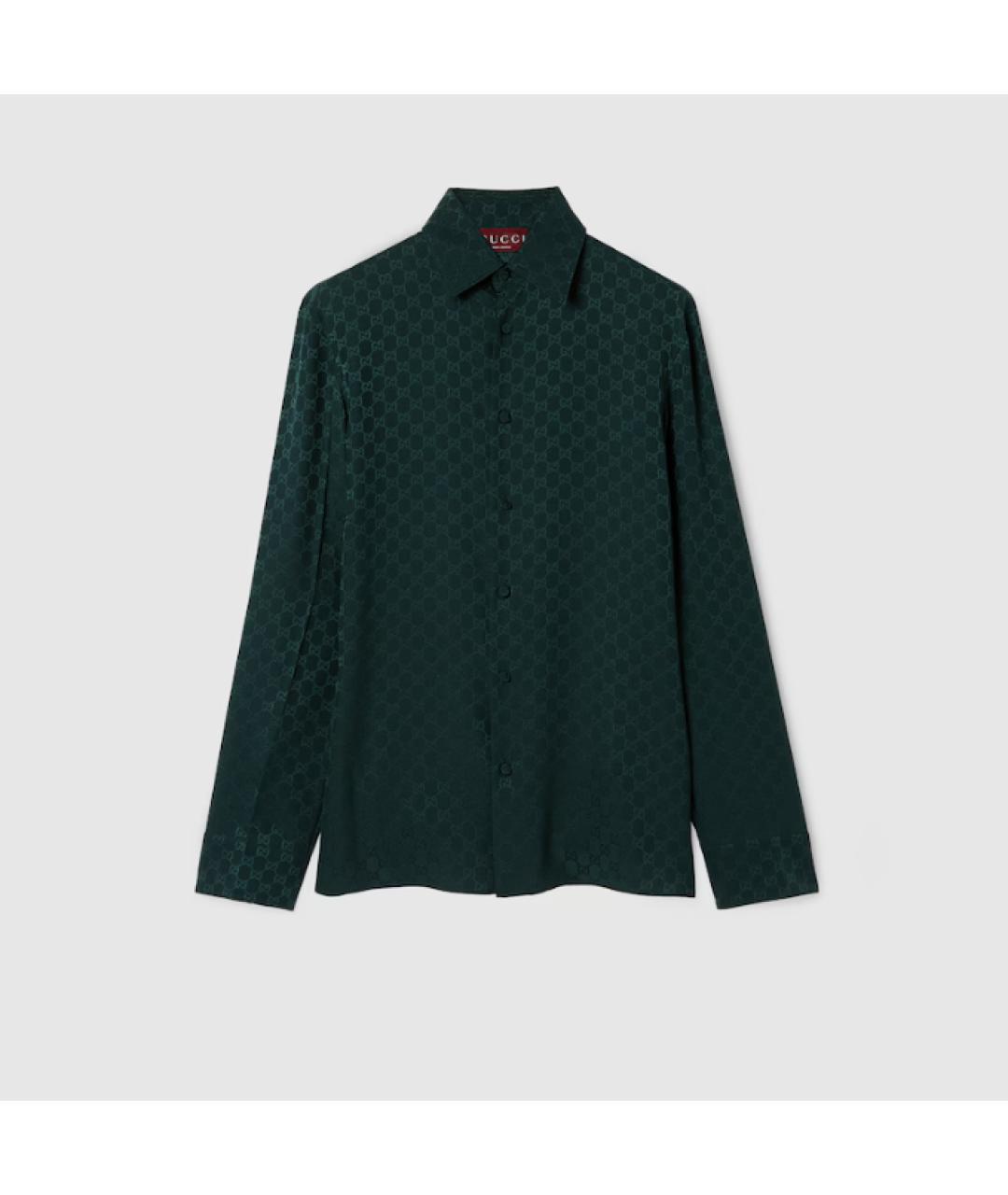 GUCCI Зеленая шелковая рубашка, фото 4