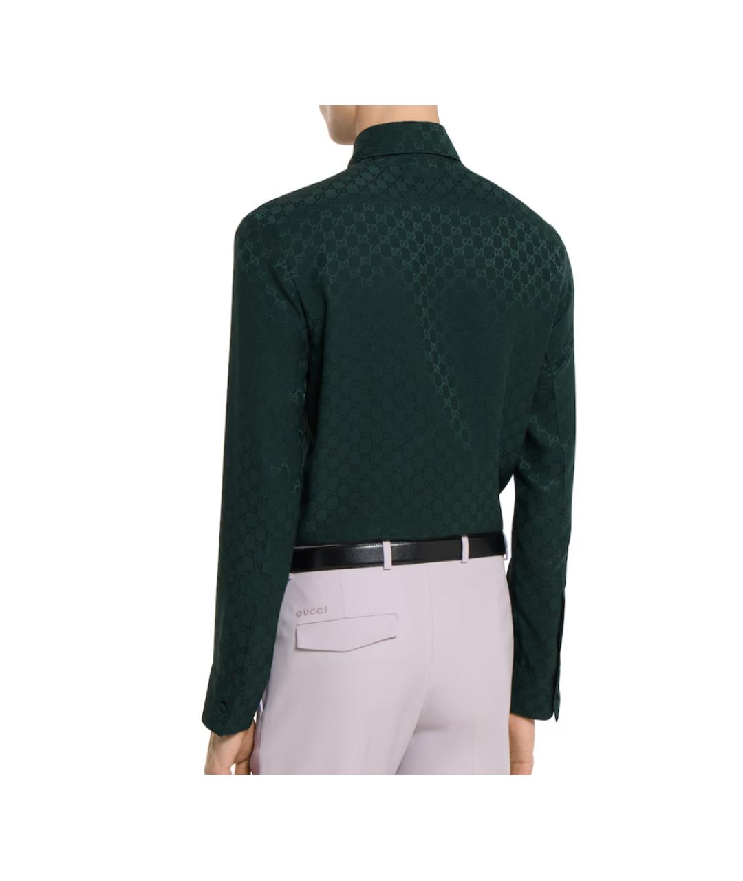 GUCCI Зеленая шелковая рубашка, фото 3