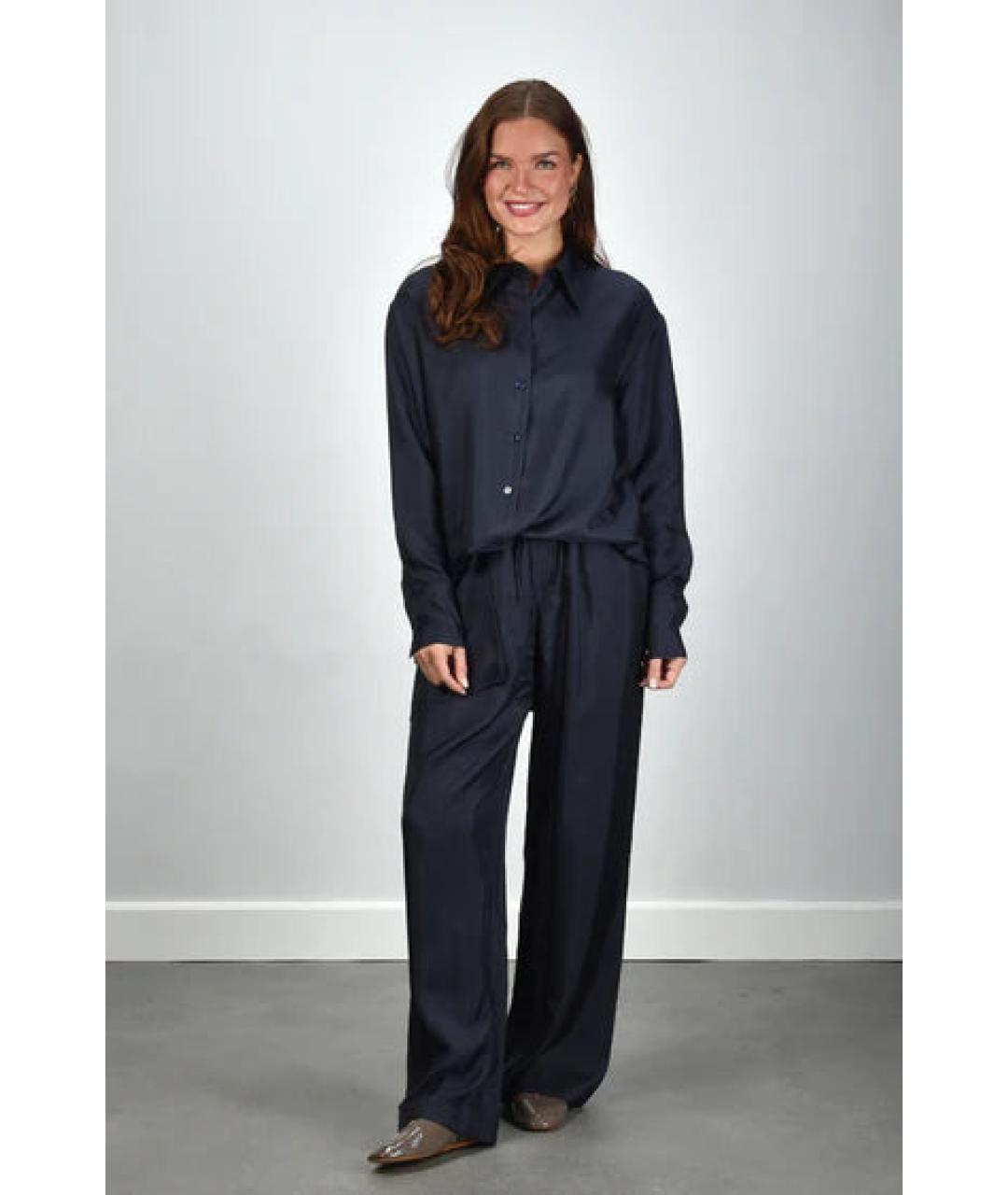 ROHE Темно-синий шелковый костюм с брюками, фото 3