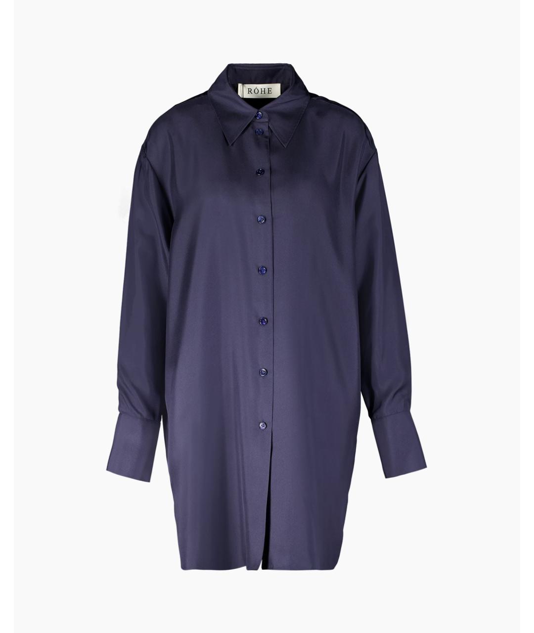 ROHE Темно-синий шелковый костюм с брюками, фото 4