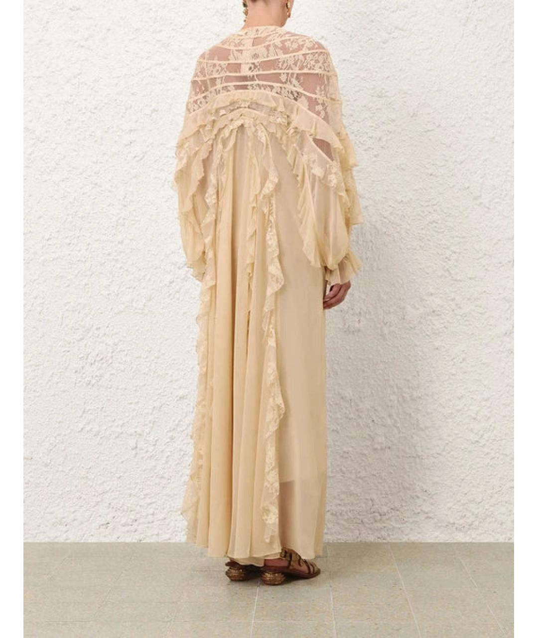 ZIMMERMANN Бежевое шелковое вечернее платье, фото 3