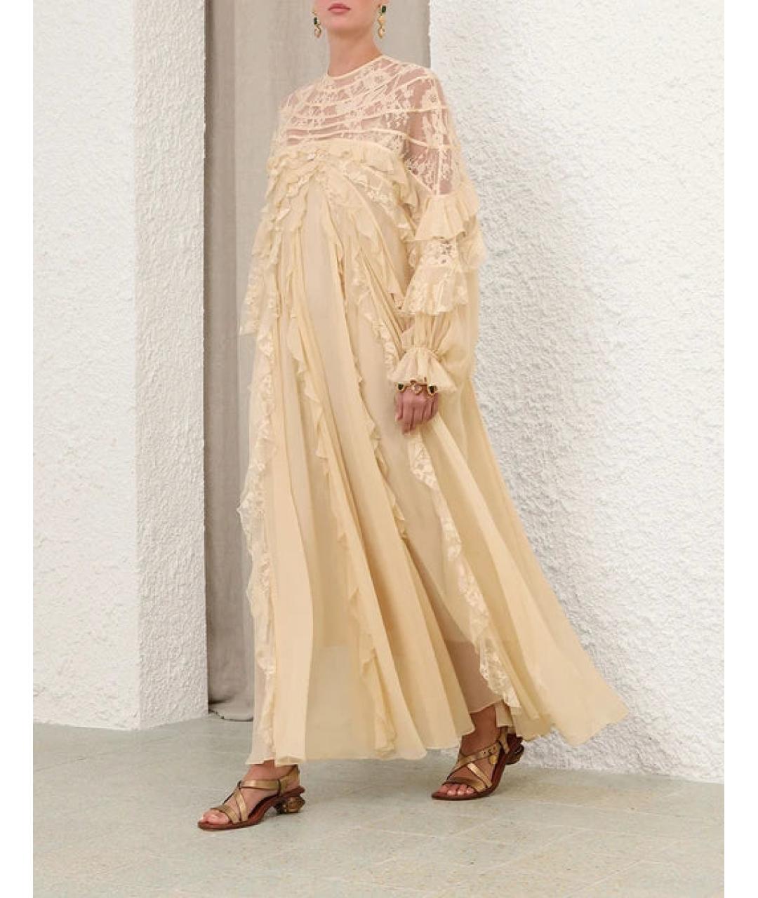 ZIMMERMANN Бежевое шелковое вечернее платье, фото 2