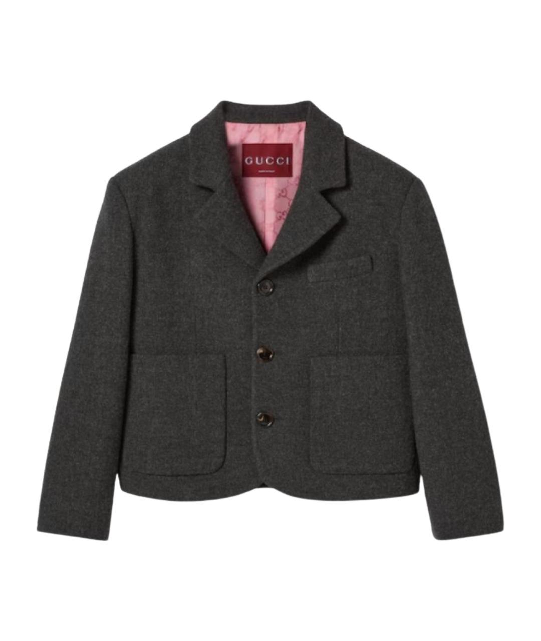 GUCCI Серый шерстяной жакет/пиджак, фото 1