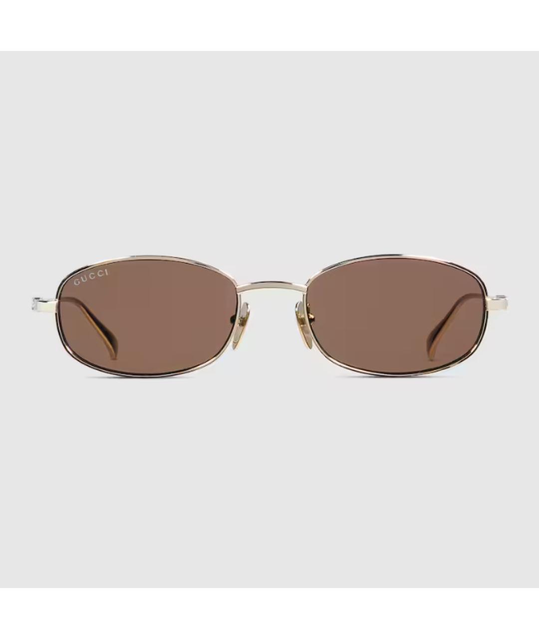GUCCI Золотые металлические солнцезащитные очки, фото 2