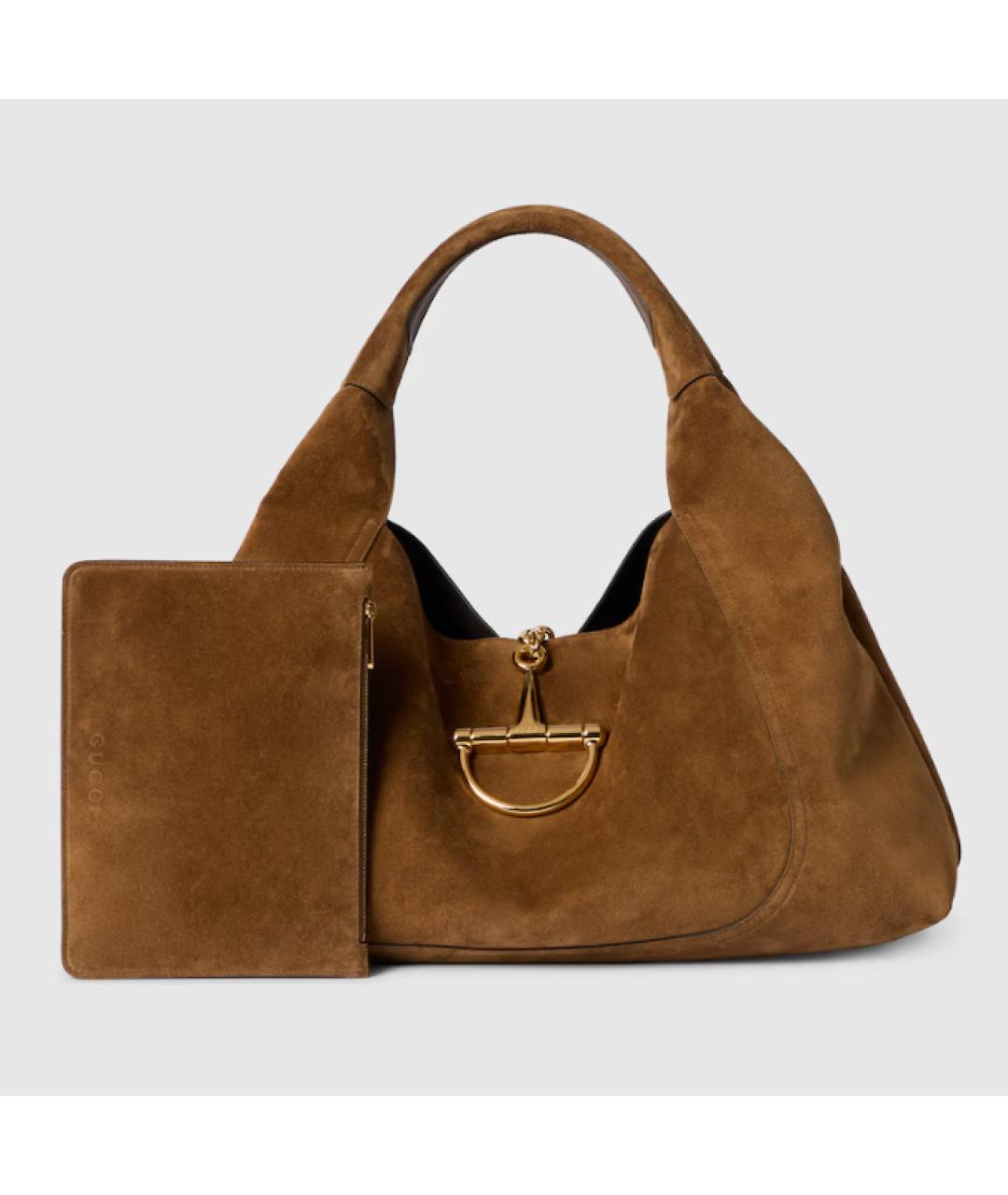 GUCCI Коричневая замшевая сумка тоут, фото 2