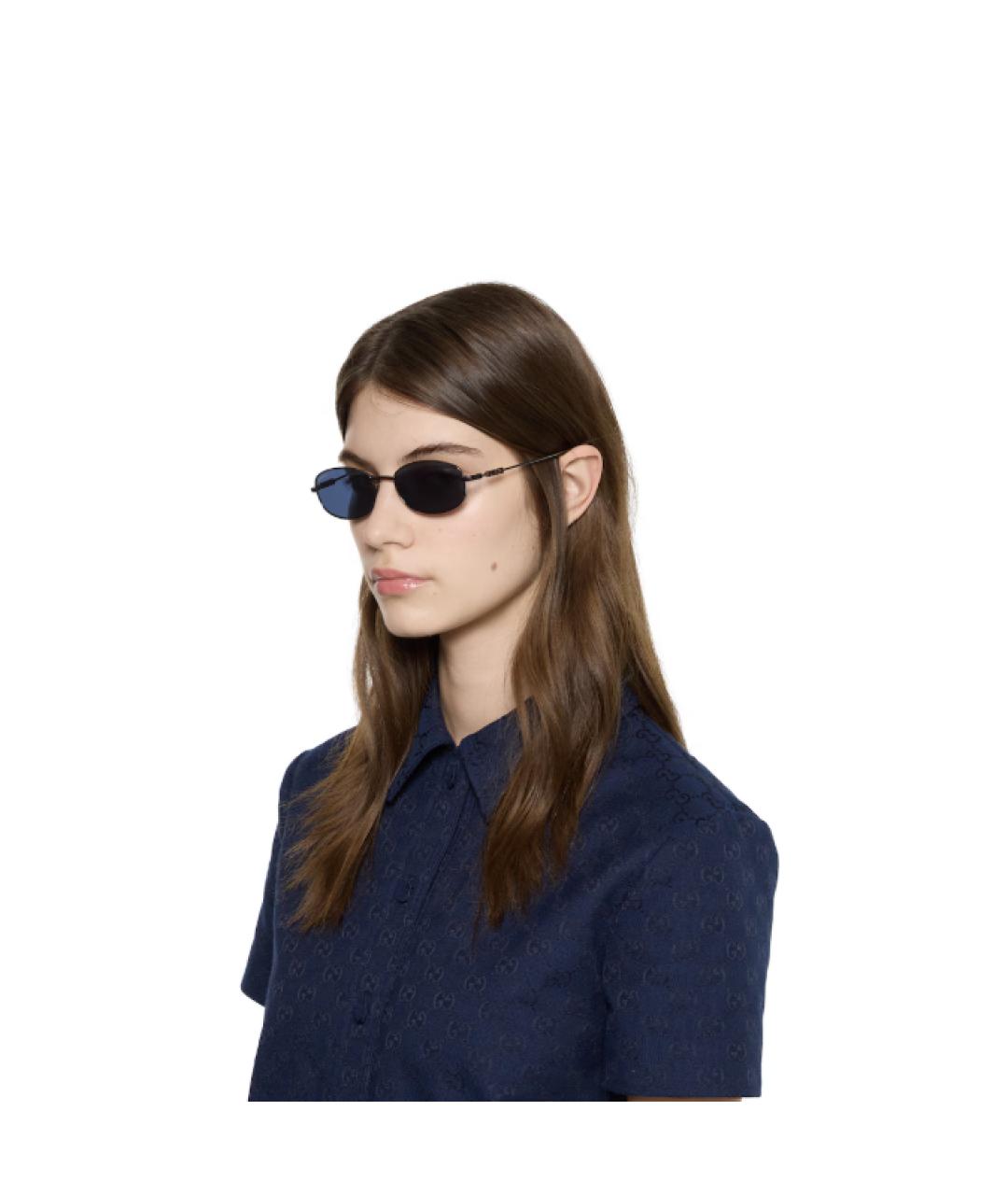 GUCCI Серебряные металлические солнцезащитные очки, фото 3