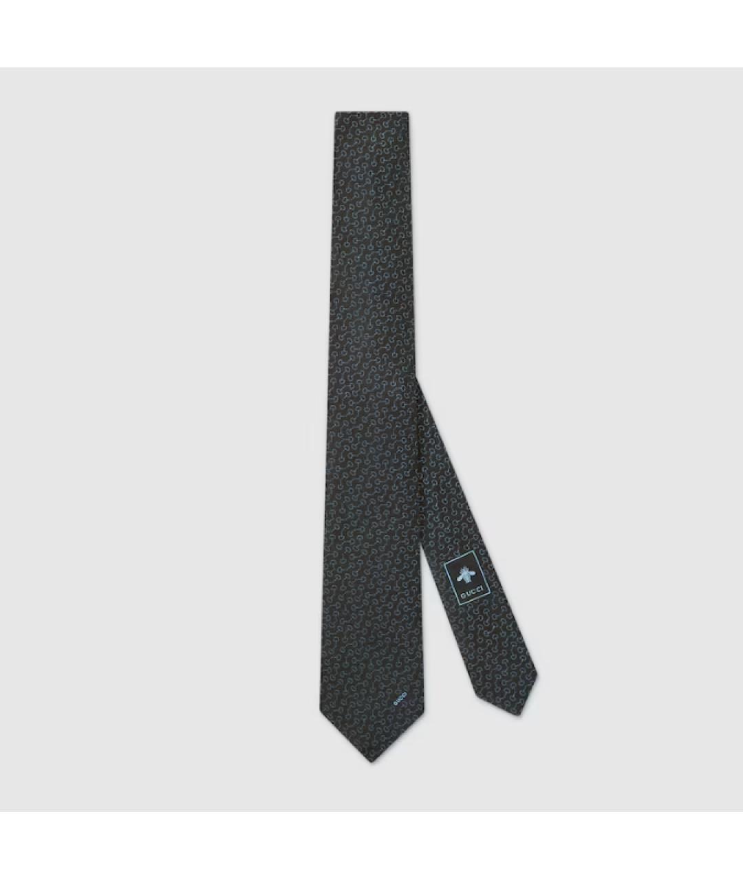 GUCCI Черный шелковый галстук, фото 3