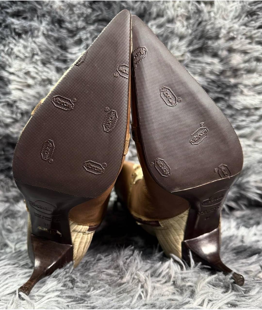 JUST CAVALLI Коричневые кожаные сапоги, фото 4