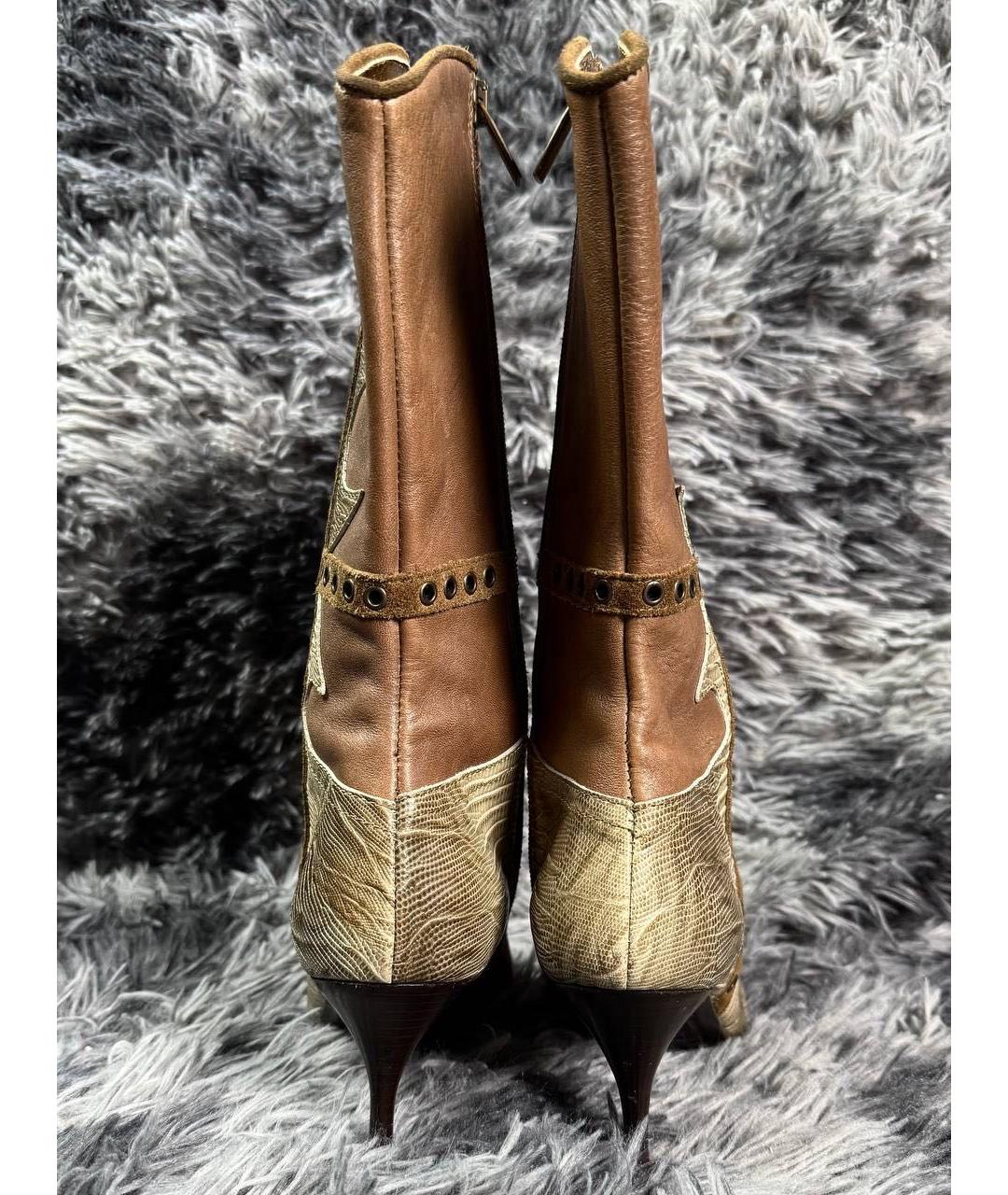 JUST CAVALLI Коричневые кожаные сапоги, фото 5