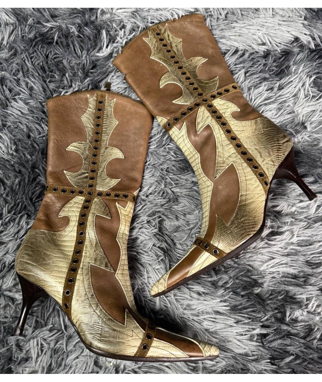 JUST CAVALLI Коричневые кожаные сапоги, фото 6