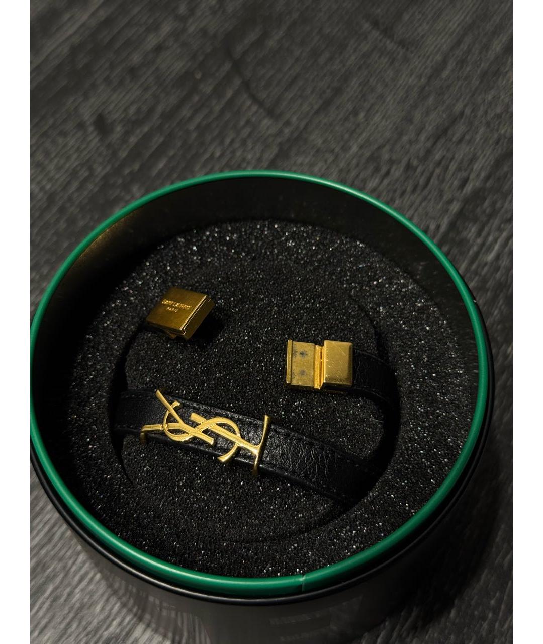 SAINT LAURENT Золотой кожаный браслет, фото 3