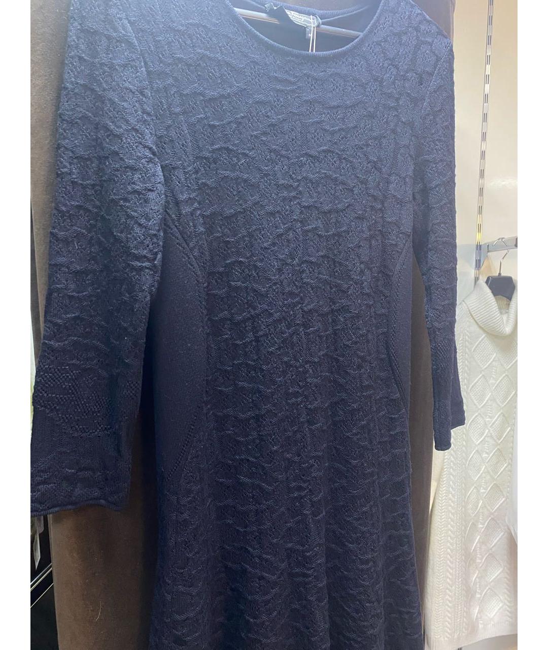 FERRAGAMO Темно-синее шерстяное повседневное платье, фото 2